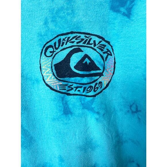 Quicksilver Tie Dye Blue Surf T-shirt Medium - Picture 2 of 5